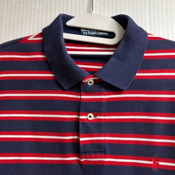 Polo by Ralph Lauren Men's 2 Button Shirt Red White & Navy Stripes Size Large - Picture 3 of 13